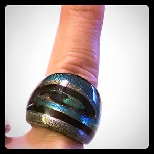 Green Swirl Glass Ring